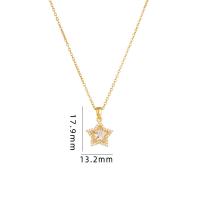 Cubic Zircon Micro Pave Brass Necklace, with 304 Stainless Steel, with 5CM extender chain, Star, plated, micro pave cubic zirconia & for woman Approx 40 cm 