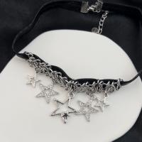 Zinc Alloy Necklace, with PU Leather & Plastic Pearl, fashion jewelry & for woman & with rhinestone 