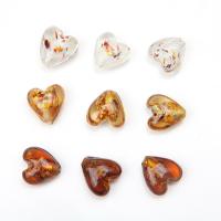 Gold Foil Lampwork Beads, with Gold Foil, Heart, DIY 16mm [
