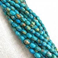 Eindruck Jaspis Perlen, Impression Jaspis, Eimer, poliert, DIY, blau, 4x6mm, Länge:ca. 38 cm, verkauft von Strang
