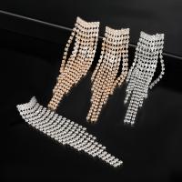 ラインス トーンの真鍮のスタッドのイヤリング, 銅, ファッションジュエリー & 女性用 & ライン石のある, 無色 売り手 ペア