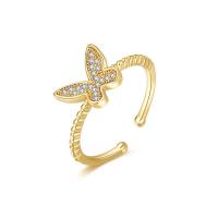Cubic Zirconia Micro Pave Brass Finger Ring, Butterfly, real gold plated, fashion jewelry & micro pave cubic zirconia & for woman, 8mm, Inner Approx 18mm 