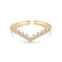 Cubic Zirconia Micro Pave Brass Finger Ring, with Plastic Pearl, real gold plated, fashion jewelry & micro pave cubic zirconia & for woman, Ring surface mm,Ring inner mm 