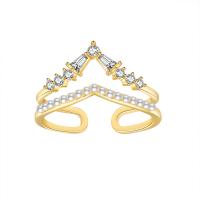 Cubic Zirconia Micro Pave Brass Finger Ring, with Plastic Pearl, real gold plated, fashion jewelry & micro pave cubic zirconia & for woman, white, Ring surface mm,Ring inner mm 