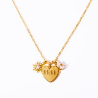 Brass Cubic Zirconia Necklace, with 1.97inch extender chain, Heart, plated, fashion jewelry & micro pave cubic zirconia & for woman, golden Approx 15.75 Inch 
