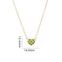 Cubic Zircon Micro Pave Brass Necklace, with 304 Stainless Steel, with 5CM extender chain, Heart, plated, micro pave cubic zirconia & for woman Approx 40 cm 