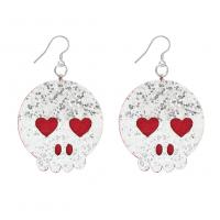 Synthetic Leather Drop Earring, Skull, Halloween Jewelry Gift & for woman 