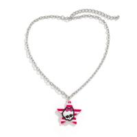Fashion Iron Necklace, with Acrylic, with 2.7inch extender chain, Star, platinum color plated, with skull pattern & Halloween Jewelry Gift & for woman Approx 15.7 Inch 