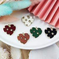 Zinc Alloy Enamel Pendants, Heart, gold color plated, DIY & frosted 