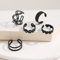 Zinc Alloy Ring Set, plated, 5 pieces & for woman, black 