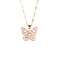 Cubic Zircon Micro Pave Brass Necklace, with 304 Stainless Steel, with 5CM extender chain, Butterfly, plated & micro pave cubic zirconia & for woman Approx 45 cm 