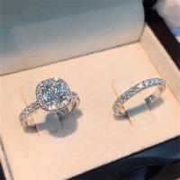 Zinc Alloy Ring Set, 2 pieces & fashion jewelry & micro pave cubic zirconia 