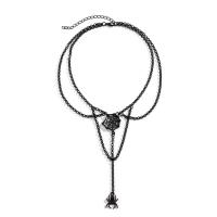 Zinc Alloy Necklace, with iron chain, with 2.7inch extender chain, Spider, painted, punk style & Halloween Jewelry Gift & for woman, black Approx 12.5 Inch 