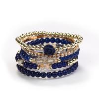 Bracelets de perle de bijou en verre, Des billes de verre, avec plastique & alliage de zinc & Acrylique, 5 pièces & bijoux de mode & unisexe & avec strass, plus de couleurs à choisir, Vendu par fixé