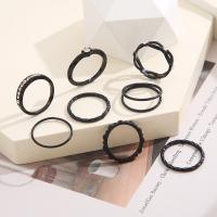 Zinc Alloy Ring Set, with Crystal, plated, 8 pieces & for woman, black 