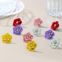 Zinc Alloy Stud Earring, Flower, painted, fashion jewelry & for woman 