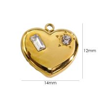 Cubic Zirconia Stainless Steel Pendant, 304 Stainless Steel, Heart, plated, DIY & micro pave cubic zirconia 