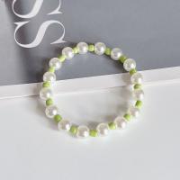 Plastic Pearl Bracelets, with Seedbead, fashion jewelry & elastic Chain cm 