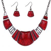 Resin Jewelry Sets, Zinc Alloy, earring & necklace, with Resin, with 2inch extender chain, plated, 2 pieces & Bohemian style & for woman Approx 17.7 Inch 