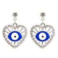 Evil Eye Earrings, Zinc Alloy, plated & for woman & enamel & with rhinestone & hollow 