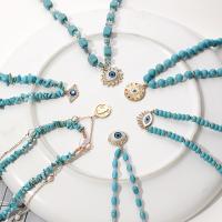 Evil Eye Jewelry Necklace, Synthetic Turquoise, with Zinc Alloy, plated & for woman & enamel & with rhinestone Approx 16 Inch 