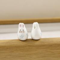 Animal Porcelain Beads, Rabbit, hand drawing, DIY 