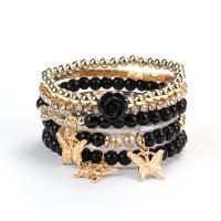 Wrap Bracelets, Glass Beads, with Plastic & Zinc Alloy & Acrylic, Butterfly, 4 pieces & fashion jewelry & Unisex 