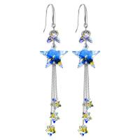 Austrian Crystal Earring, Star, silver color plated, fashion jewelry & for woman, 65mm [