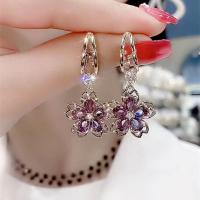 Crystal Jewelry Earring, with Zinc Alloy, Flower, gold color plated, Korean style & for woman 