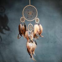 Fashion Dream Catcher, Feather, with Cotton Thread & Wood & Iron & Acrylic, for home and office & hollow, mixed colors, 700mm 