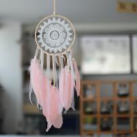 Fashion Dream Catcher, Feather, with Cotton Thread & Iron, for home and office & hollow, pink 