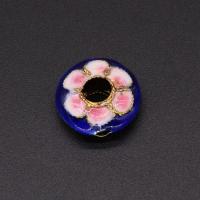Cloisonne Beads, Flat Round, gold color plated, DIY & enamel, mixed colors 