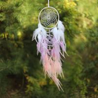 Fashion Dream Catcher, Feather, with Cotton Thread & Plastic & Iron, for home and office & hollow, mixed colors 