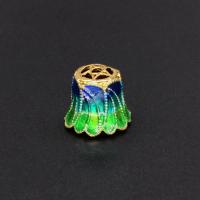 Brass Bead Cap, Flower, gold color plated, DIY & enamel, mixed colors [