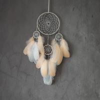 Fashion Dream Catcher, Feather, with Cotton Thread & Iron, for home and office & hollow, mixed colors 