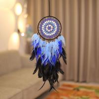 Fashion Dream Catcher, Feather, with Cotton Thread & Wood & Iron, for home and office & hollow, mixed colors 