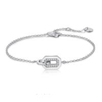 Cubic Zirconia Micro Pave Sterling Silver Bracelet, 925 Sterling Silver, with 1.37inch extender chain, fashion jewelry & micro pave cubic zirconia & for woman Approx 6.29 Inch [