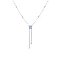 Cubic Zirconia Sterling Silver Necklace, Brass, with 2.75inch extender chain, fashion jewelry & micro pave cubic zirconia & for woman Approx 15.74 Inch 