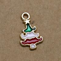 Zinc Alloy Christmas Pendants, Christmas Tree, gold color plated, DIY & enamel, mixed colors [