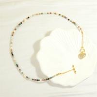 Colliers de pierres précieuses, laiton, avec pierre gemme, coeur, bijoux de mode & pavé de micro zircon & pour femme Environ 40 cm, Vendu par PC