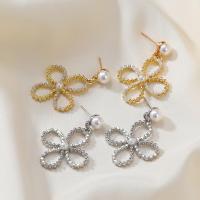 Plastic Pearl Zinc Alloy Earring, with Plastic Pearl, Flower, fashion jewelry & for woman 