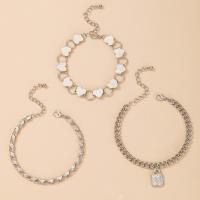 Zinc Alloy Anklet, silver color plated, three pieces & for woman Approx 6-7 Inch 