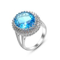 Zirkonia Messing Finger Ring, oval, platiniert, verschiedene Stile für Wahl & Micro pave Zirkonia & für Frau, Größe:6-10, verkauft von PC