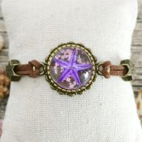 Resin Bracelets, with Starfish & PU Leather, vintage & Unisex, mixed colors, resin size Approx 6-8 Inch 