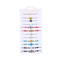 Mixed Material Bracelets, Lampwork, with Knot Cord & Paper & Crystal & Plastic Pearl & Zinc Alloy, Heart, silver color plated, Adjustable & fashion jewelry & Unisex, mixed colors Approx 18 cm 
