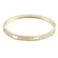 Brass Bangle, gold color plated, fashion jewelry & micro pave cubic zirconia & for woman & hollow, nickel, lead & cadmium free, Bracelet inner diameter about 