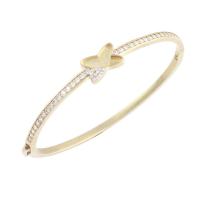 Brass Bangle, gold color plated, fashion jewelry & micro pave cubic zirconia & for woman, nickel, lead & cadmium free, Bracelet inner diameter about 