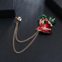Christmas Jewelry Brooch , Zinc Alloy, Christmas Bell, gold color plated, Christmas Design & enamel & with rhinestone, mixed colors 