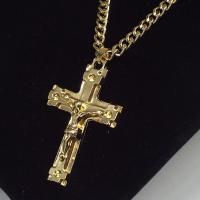 Zinc Alloy Necklace, Cross, gold color plated, fashion jewelry & Unisex Approx 66 cm 