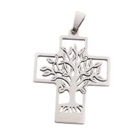 Stainless Steel Cross Pendants, 304 Stainless Steel, plated, DIY, silver color Approx 3.5mm [